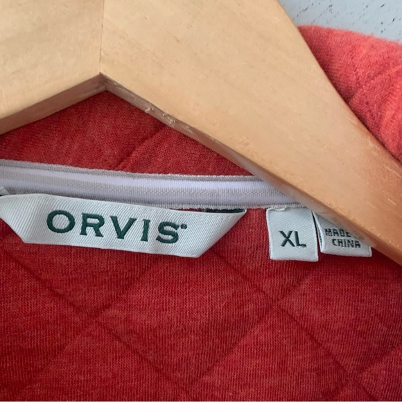 🥀Orvis Burnt Orange Quilted Chore Jacket Snap Button Up Barn Coat XL - Picture 3 of 7